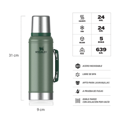TERMO CLASICO STANLEY C/TAPON CEBADOR 950 ML