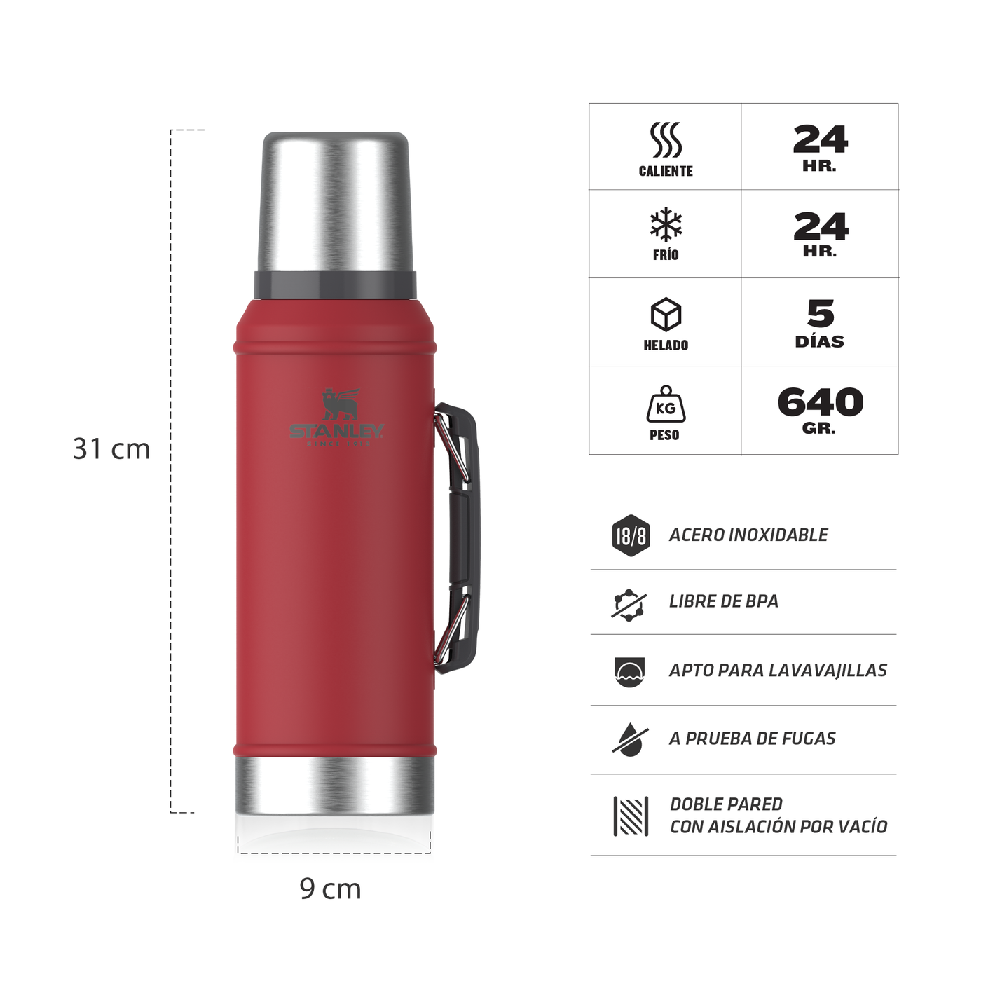 TERMO CLASICO STANLEY C/TAPON CEBADOR 950 ML