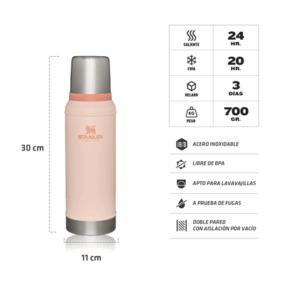 TERMO STANLEY ROSA 591 ML C/TAPON CEBADOR